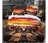 DAFUfbw 3D Printed Pattern Formulaa Racing Duvet Cover Set Super King（260x220cm）, Breathable Pit Stop Bedding Set Comfortable Quilt Cover Washable