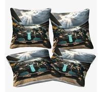 DAFUfbw 40x40cm, 4pcs Throw Pillow Covers Formulaa Racing - No Insert I Pit Stop Microfiber Square Cushion Covers I Machine Washable | Indoor Use Only