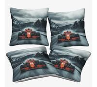 DAFUfbw 50x50cm, 4pcs Formulaa Racing Cushion Covers, Microfiber Decorative Racing Car Throw Pillow Covers for Sofa Couch Car Bedroom Home Decor