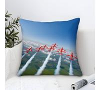DAFUfbw Air Show Design Cushion Cover 50x50cm, Red Arrows Plane Home Decor Throw Pillow Covers Microfiber, Comfortable Lumbar Support
