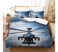 DAFUfbw Apache Gunship Breathable Duvet Cover Set Hidden Zipper Helicopter Quilt Cover Set with Pillowcases Bedding Set Soft Microfiber Nice-looking Comforter Cover Set Double（200x200cm）