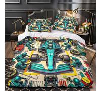 DAFUfbw Astonmarting Racing Bedding Set with Zipper, Comforter Cover 3D Printed Pit Stop Quilt Cover with Pillowcase, Duvet Cover Microfiber Super King（260x220cm）