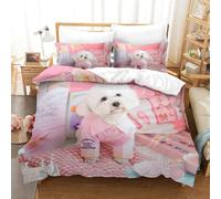 DAFUfbw Bichon Frise Comfortable Bedding Set Hidden Zipper Dogs Duvet Cover Set with Pillowcases Comforter Cover Soft Microfiber Quilt Cover Set Various Sizes Double(200x200cm)