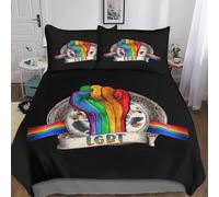DAFUfbw Breathable Come On LGBT Heros Design Duvet Cover Set with Hidden Zipper, King(220x240cm) Pride Month Quilt Cover Set with Pillowcases, Soft Microfiber Bedding Set Pride Month Theme