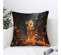 DAFUfbw Buddha Statue Microfiber Throw Pillow Case, 40x40cm, Gift for Wife, Girlfriend, Gift for Couples, Wedding, Flame Cushion Cover for Sofa Couch Bed