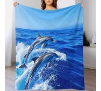 DAFUfbw Dolphin Fleece Blanket Sofa Throw - Fluffy Soft Warm Versatile BLUE OCEAN Blanket for Sofa/Couch/Bed Throw/60x80inch(150x200cm) Eco-Friendly Recycled Fleece Blankets