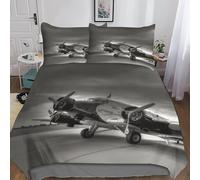 DAFUfbw Double（200x200cm） WW II Aircraft Quilt Cover Set with Hidden Zipper, Ju-52 Propelled Aircraft Duvet Cover Set with Pillowcases Soft Microfiber Luxury Ju-52 Propelled Aircraft Bedding Set