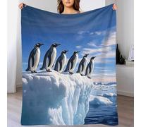 DAFUfbw Emperor Penguin Fleece Blanket Sofa Throw - Fluffy Soft Warm Versatile Antarctic Animals Blanket for Sofa/Couch/Bed Throw/40x50inch(100x130cm) Eco-Friendly Recycled Fleece Blankets