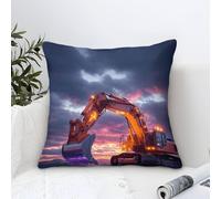 DAFUfbw Excavators Design Cushion Cover 50x50cm, Diggers Home Decor Throw Pillow Covers Microfiber, Comfortable Lumbar Support