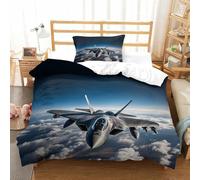 DAFUfbw F22 Fighter Jet Washable Quilt Cover Set Hidden Zipper Duvet Cover Set with Pillowcases Bedding Set Soft Microfiber Stealth Aircraft Bed Linen Set for Kids & Adults Single(135x200cm)