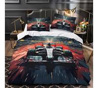 DAFUfbw Formulaa Racing Bedding Set with Zipper, Comforter Cover 3D Printed Pit Stop Quilt Cover with Pillowcase, Duvet Cover Microfiber Super King（260x220cm）