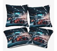 DAFUfbw Formulaa Racing Throw Pillow Cover 50x50cm, 4pcs, Rectangle Pillow Cases Home Decorative Microfiber Racing Car Cushion Cover for Bed Sofa