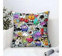 DAFUfbw Graffiti Cushion Covers 45x45cm, Doodles Throw Pillow Covers Decorative Pillows Covers for Sofa Bed Livingroom