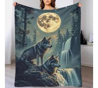 DAFUfbw Gray Wolf Fleece Blanket Sofa Throw - Fluffy Soft Warm Versatile Full Moon Blanket for Sofa/Couch/Bed Throw/80x90inch(200x230cm) Eco-Friendly Recycled Fleece Blankets