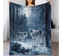 DAFUfbw Gray Wolf Fleece Blanket Sofa Throw - Fluffy Soft Warm Versatile Full Moon Blanket for Sofa/Couch/Bed Throw/80x90inch(200x230cm) Eco-Friendly Recycled Fleece Blankets