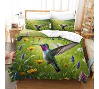 DAFUfbw Hummingbird Comfortable Duvet Cover Set Luxe Birds Quilt Cover Set Hidden Zipper with Pillowcases Comforter Cover Soft Microfiber Washable Bedding Set Double（200x200cm）