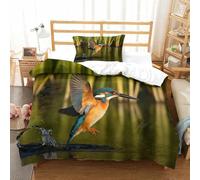 DAFUfbw Kingfisher Quilt Cover Printed Duvet Cover Set Soft Microfiber Birds Bedding Set for Adults Teenager Kids Comforter Cover with Zipper Closure for Home Decoration Single（135x200cm）