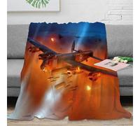 DAFUfbw Large Fleece WW II Aircraft Throw Blanket 50x60inch(127x152cm) for Couch, Sofa, 340GSM Super Soft & Warm Blankets, Lancaster Bomber Throw All Season Use, Cozy, Plush, Lightweight