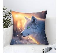 DAFUfbw Lone Wolf Cushion Covers (50x50cm) - Arctic Wolf - Decorative Large Square Colourful Washable Eco, Throw Pillow Cases for Living Room, Sofa, Bedroom & Hotel