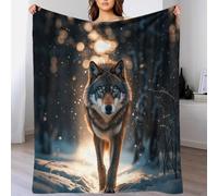 DAFUfbw Lone Wolf Fleece Blanket Sofa Throw - Fluffy Soft Warm Versatile Alpha Pair Blanket for Sofa/Couch/Bed Throw/50x60inch(127x152cm) Eco-Friendly Recycled Fleece Blankets