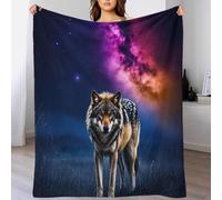 DAFUfbw Lone Wolf Fleece Blanket Sofa Throw - Fluffy Soft Warm Versatile Color Nebula Blanket for Sofa/Couch/Bed Throw/50x60inch(127x152cm) Eco-Friendly Recycled Fleece Blankets