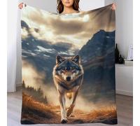 DAFUfbw Lone Wolf Fleece Blanket Sofa Throw - Fluffy Soft Warm Versatile Gray Wolf Blanket for Sofa/Couch/Bed Throw/70x80inch(180x200cm) Eco-Friendly Recycled Fleece Blankets