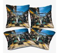 DAFUfbw Mercedess Racing Cushion Covers 45x45cm, 4pcs, Pit Stop Throw Pillow Covers Microfiber Square Accent Pillow for Living Room Bedroom Sofa Couch Bed Decorative Pillowcases