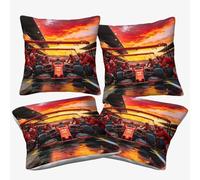 DAFUfbw Microfiber Cushion Covers 40x40cm, 4pcs, One Sided Print Formulaa Racing Throw Pillows Square Cushion Cover Pit Stop Throw Pillow Cases House Decor