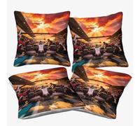 DAFUfbw Microfiber Cushion Covers 50x50cm, 4pcs, One Sided Print Formulaa Racing Throw Pillows Square Cushion Cover Pit Stop Throw Pillow Cases House Decor
