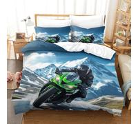 DAFUfbw Moto Racing Warmth Bed Linen Set Hidden Zipper Motorcycle Duvet Cover Set with Pillowcases Bedding Set Soft Microfiber Quilt Cover Set for Kids & Adults Double（200x200cm）