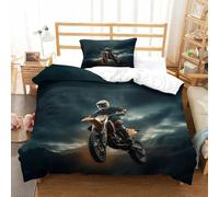 DAFUfbw Motocross Lovingly Quilt Cover Set Hidden Zipper Mountain Moto- Racing Duvet Cover Set with Pillowcases Bed Linen Set Soft Microfiber Comforter Cover for Kids Adults Single(135x200cm)