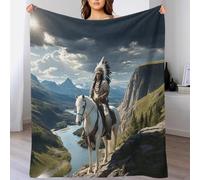 DAFUfbw Native American Fleece Blanket Throws for Sofas/bed/chair/camping Fluffy Warm Soft Mohican Knight Blanket for Rest Time, Anti-Pill Fleece Blanket 50x60inch(127x152cm) Fit All Season