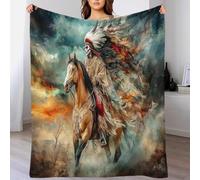 DAFUfbw Native American Fleece Blanket Throws for Sofas/bed/chair/camping Fluffy Warm Soft Mohican Knight Blanket for Rest Time, Anti-Pill Fleece Blanket 50x60inch(127x152cm) Fit All Season