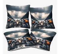 DAFUfbw Pit Stop Cushion Cover 40x40cm, 4pcs Formulaa Racing Throw Pillow Cover for Couch Sofa Home Decor, Microfiber