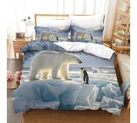 DAFUfbw Polar Bear Comfortable Duvet Cover Set Luxe Penguin Quilt Cover Set Hidden Zipper with Pillowcases Comforter Cover Soft Microfiber Washable Bedding Set King(220x240cm)