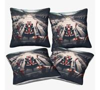 DAFUfbw Polyester Microfiber Formulaa Racing Cushion Covers 45x45cm, 4pcs, Pit Stop Themed Soft Decorative Throw Pillow Cases for Sofa Bedroom Pillow Shell