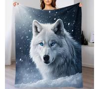 DAFUfbw Premium Sherpa Arctic Wolf Throw Blanket 3D Alpha Pair Design Super Soft Cozy Fleece Blankets 70x80inch(180x200cm), Thick Plush Fuzzy Fluffy Lightweight Warm Throw for Couch,Bed,Sofa,Chair