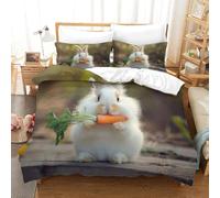 DAFUfbw Rabbits Breathable Bedding Set Hidden Zipper Bunnies Duvet Cover Set with Pillowcases Quilt Cover Set Soft Microfiber Comforter Cover for Various Sizes Beds Double（200x200cm）
