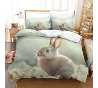 DAFUfbw Rabbits Breathable Quilt Cover Set Hidden Zipper Bunnies Duvet Cover Set with Pillowcases Bedding Set Soft Microfiber Comforter Cover for Various Sizes Beds King（220x240cm）