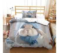 DAFUfbw Rabbits Duvet Cover Microfiber Quilt Cover with Pillowcases, Bunnies Comforter Sleep Aid Bedding Set Hidden Zipper Kids And Adults Boys Girls Single(135x200cm)