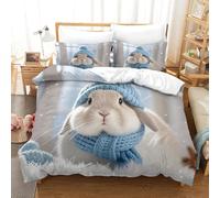 DAFUfbw Rabbits Lovingly Bedding Set Hidden Zipper Bunnies Duvet Cover Set with Pillowcases Quilt Cover Set Soft Microfiber Comforter Cover Various Sizes for Kids Adults Double（200x200cm）
