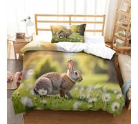 DAFUfbw Rabbits Warmth to Sleep Duvet Cover Set Hidden Zipper Bunnies Quilt Cover Set with Pillowcases Bedding Set Soft Microfiber Comforter Cover Various Sizes Single(135x200cm)