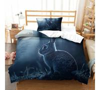 DAFUfbw Rabbits Washable Duvet Cover Set Hidden Zipper Bunnies Quilt Cover Set with Pillowcases Bedding Set Soft Microfiber Comforter Cover Various Sizes for Kids Adults Single(135x200cm)