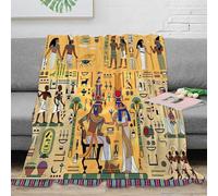 DAFUfbw Sherpa Egyptian Mural Throw Blanket for Couch Sofa - Fleece 3D Tufted Fuzzy Soft Cozy Blanket for Bed, Thick Warm Egyptian-god-list Blanket 70x80inch(180x200cm) for All Seasons