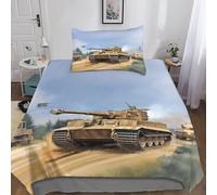 DAFUfbw Single（135x200cm） WW2 Panther Tank Quilt Cover Set with Hidden Zipper, Tiger I Duvet Cover Set with Pillowcases Soft Microfiber Luxury Tiger I Bedding Set