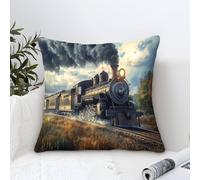 DAFUfbw Steam Train Cushion Cover 50x50cm, Choochoo Throw Pillow Case Home Decorative for Men/Women Living Room Bedroom Sofa Chair