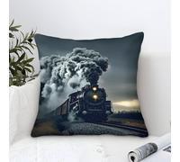 DAFUfbw Steam Train Cushion Cover Decor, Ornament Choochoo Pillow Cover for Home Livingroom Couch Bed Sofa Decorate Throw Pillow Case 40x40cm