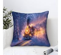 DAFUfbw Steam Train Cushion Cover Decor, Ornament Choochoo Pillow Cover for Home Livingroom Couch Bed Sofa Decorate Throw Pillow Case 50x50cm