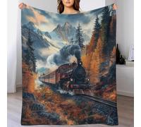 DAFUfbw Steam Train Fleece Throw Blanket 50x60inch(127x152cm) for Couch with 3D Choochoo Jacquard Soft Blanket, Fuzzy Blanket for All Seasons 108x90 Inches