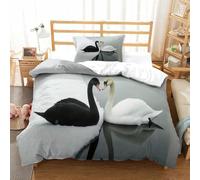 DAFUfbw Swans Comfortable Bedding Set Hidden Zipper Birds Duvet Cover Set with Pillowcases Comforter Cover Soft Microfiber Quilt Cover Set Various Sizes Single（135x200cm）